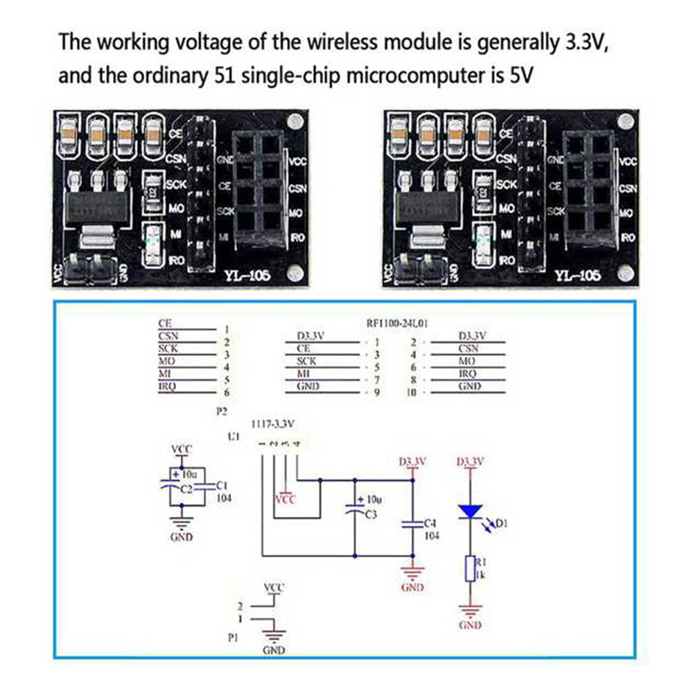 Nrf24L01 Module Wireless - ABAN 5 ชิ้น NRF24L01 โมดูลอะแดปเตอร์ไร้สาย 3.3V