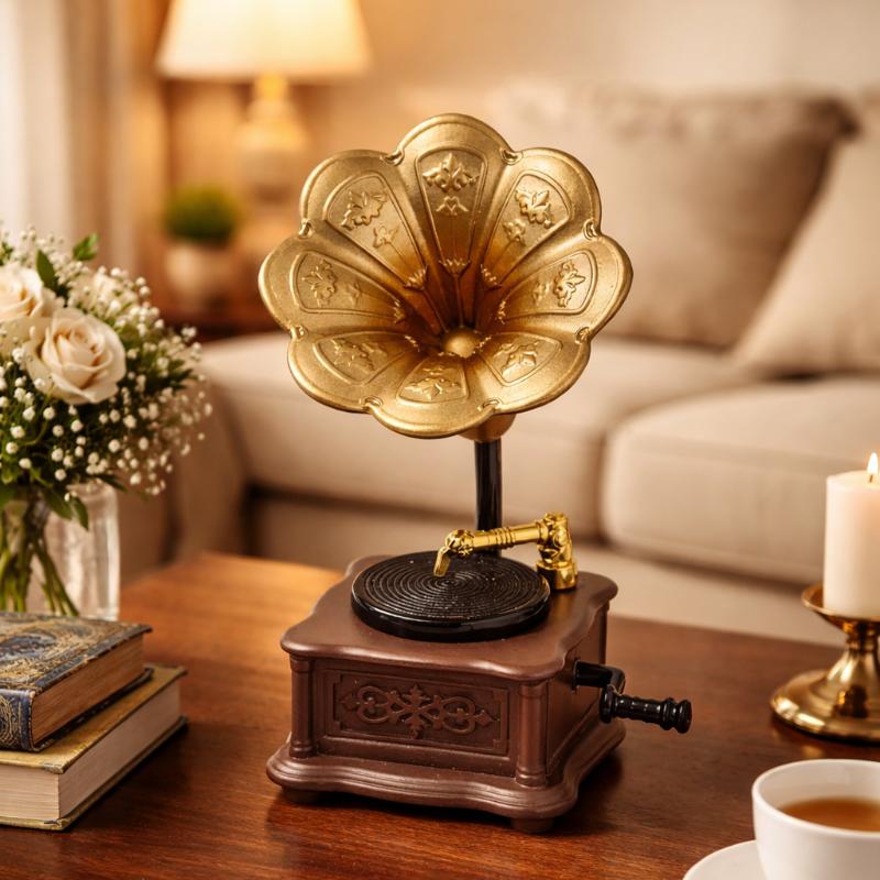 Diy Electronics Housing - อุปกรณ์ตกแต่งห้องนั่งเล่น 1 ชิ้น โมเดลเครื่องเล่นแผ่นเสียงโบราณขนาดจิ๋ว ของตกแต่งบ้านตุ๊กตา DIY
