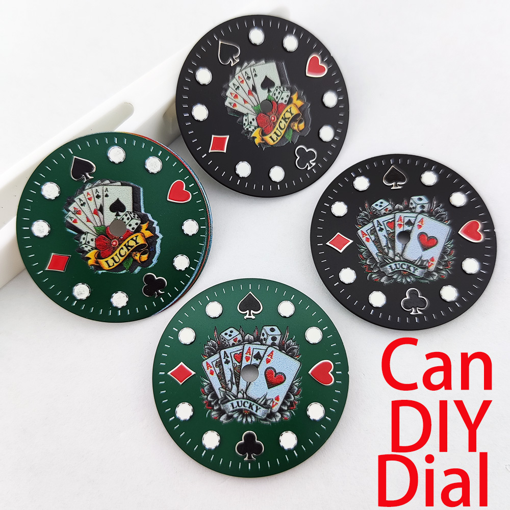 Diy Electronics Watch - หน้าปัดนาฬิกา NH35A ขนาด 28.5 มม. ลายโป๊กเกอร์
