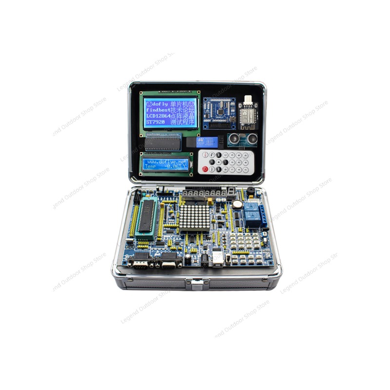 Learn Diy Electronics - LY-51S 51MCU บอร์ดพัฒนาการเรียนรู้กล่องทดสอบการทดลอง ตัวเรือนอะลูมิเนียม ชุด DIY